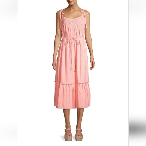 Rebecca Taylor LA VIE Kelsey Textured Midi Dress In Color Blossom Size L - Picture 10 of 16